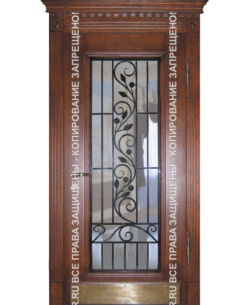 Дверь стальная трехконтурная МДФ с ковкой/стеклом 3099 Дверь стальная трехконтурная МДФ с ковкой/стеклом 3099