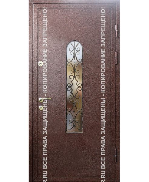 Входная подъездная дверь Порошок с ковкой/стеклом 1111 Входная подъездная дверь Порошок с ковкой/стеклом 1111